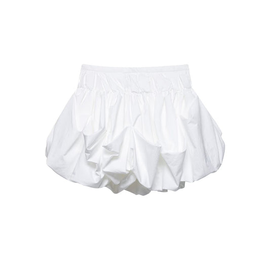 Elastic waist solid color short pleated puffy skirt half skirt