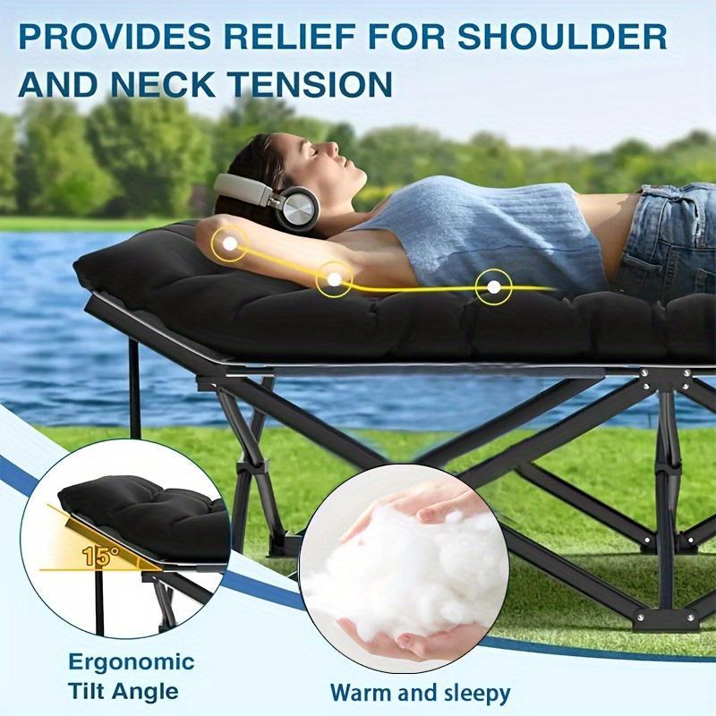 Black Heavy Duty Foldable Camp Cot With Storage Bag - Portable For Travel, Home Office & RV Trips