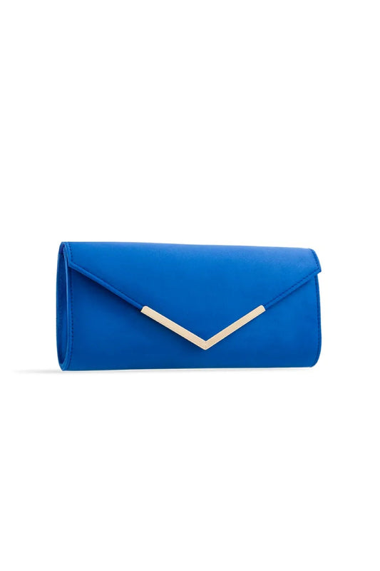 Royal Blue Suede Envelope Clutch Bag-1