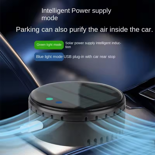 Air purifier for both home and car use solar powered negative ion formaldehyde and odor removal disinfection and purification device
