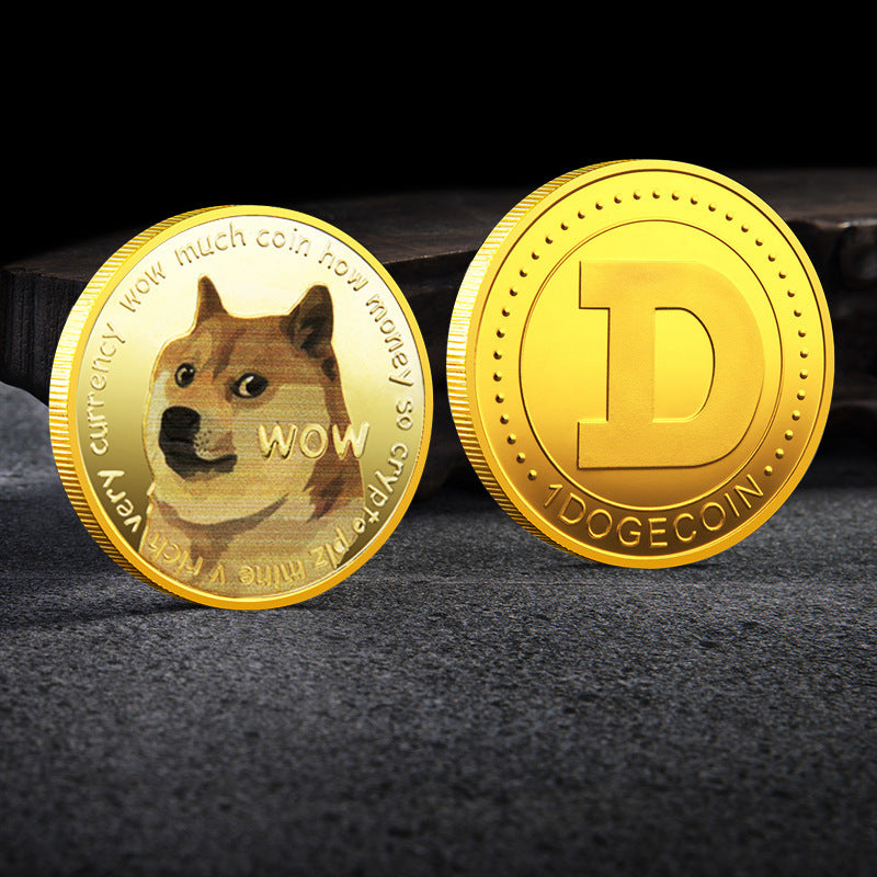 WOW Dogecoin To The Moon In Doge We Trust Gold Plated Commemorative Coins Cute Dog Pattern Printed Cllection Gifts