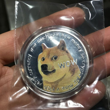 WOW Dogecoin To The Moon In Doge We Trust Gold Plated Commemorative Coins Cute Dog Pattern Printed Cllection Gifts
