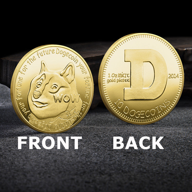 WOW Dogecoin To The Moon In Doge We Trust Gold Plated Commemorative Coins Cute Dog Pattern Printed Cllection Gifts