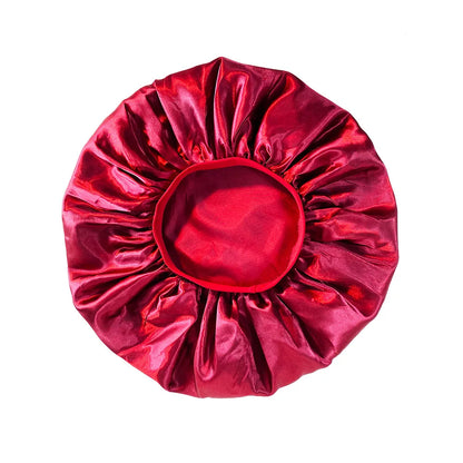 New Women Oversized Silky Hair Soft Elegant Bonnet Solid Color Satin Bonnet Sleeping Night Cap Elastic Shower Bath Hats
