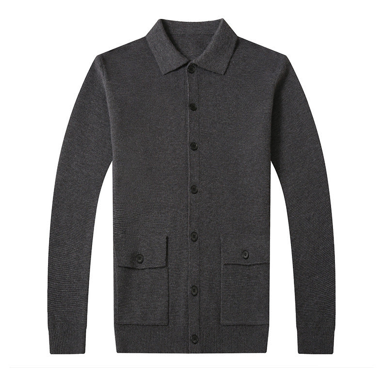 Lapel Cardigan Men's Wool Sweater