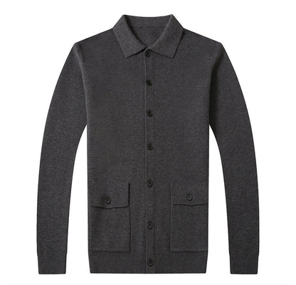 Lapel Cardigan Men's Wool Sweater