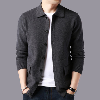Lapel Cardigan Men's Wool Sweater
