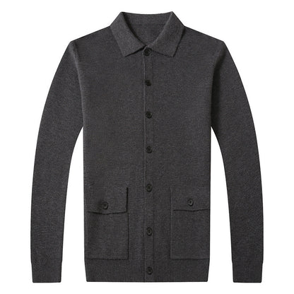 Lapel Cardigan Men's Wool Sweater