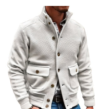 Stand collar solid casual top