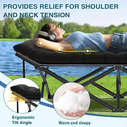 Black Heavy Duty Foldable Camp Cot With Storage Bag - Portable For Travel, Home Office & RV Trips