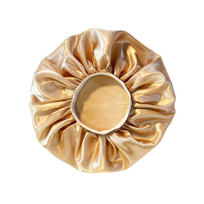 New Women Oversized Silky Hair Soft Elegant Bonnet Solid Color Satin Bonnet Sleeping Night Cap Elastic Shower Bath Hats