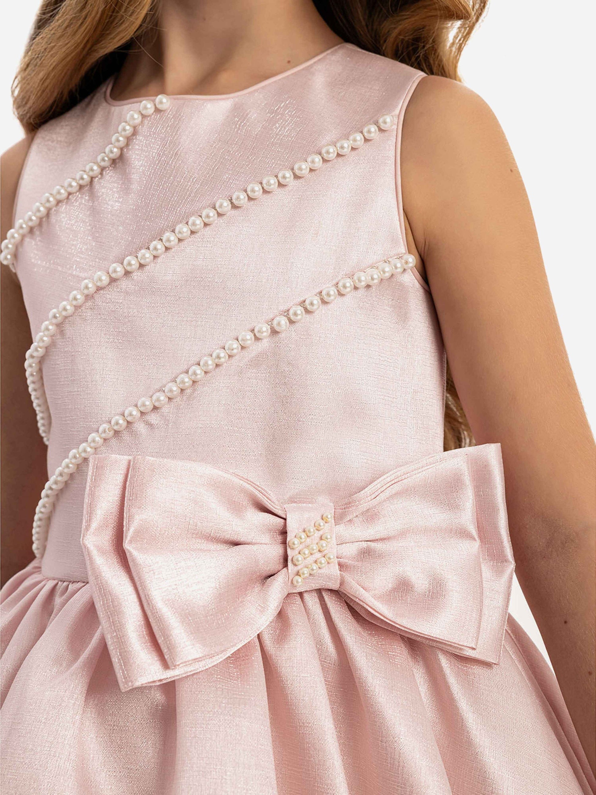 Dress & Fleur Girls Satin Dress with Matching Bag in Pink