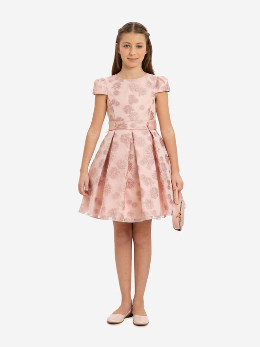 Dress & Fleur Girls Stylish Dress with Matching Bag in Pink