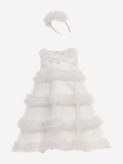 Dress & Fleur Girls Occasion Dress with Headband in Ivory
