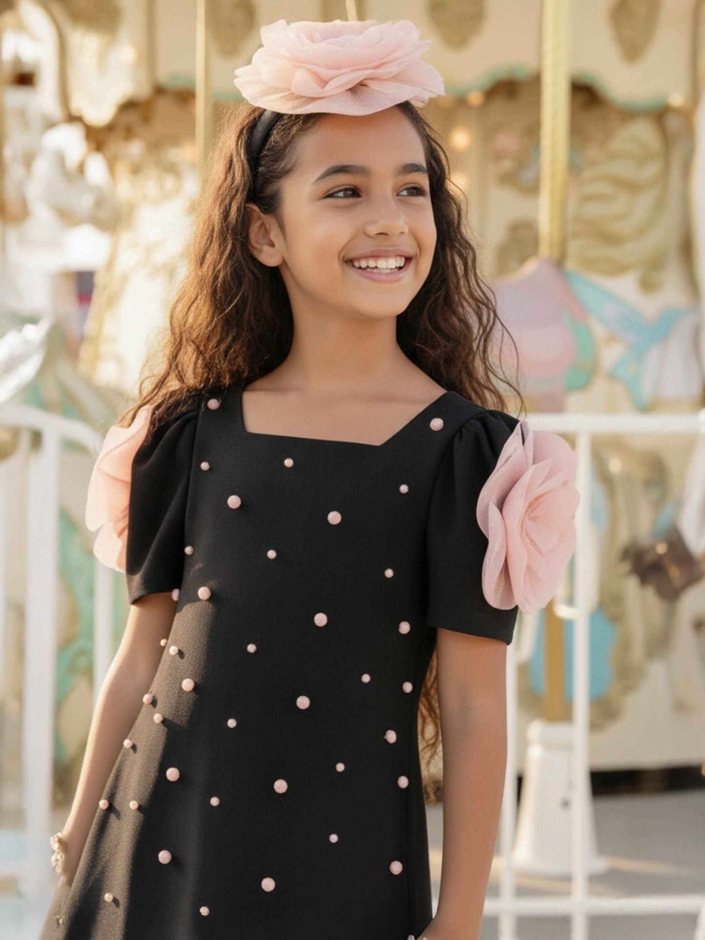 Dress & Fleur Girls Flower Occasion Dress in Black