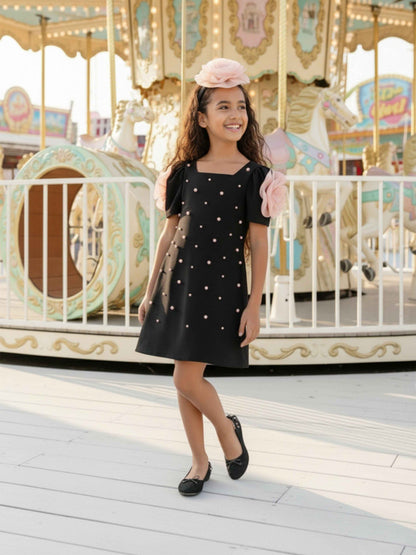 Dress & Fleur Girls Flower Occasion Dress in Black