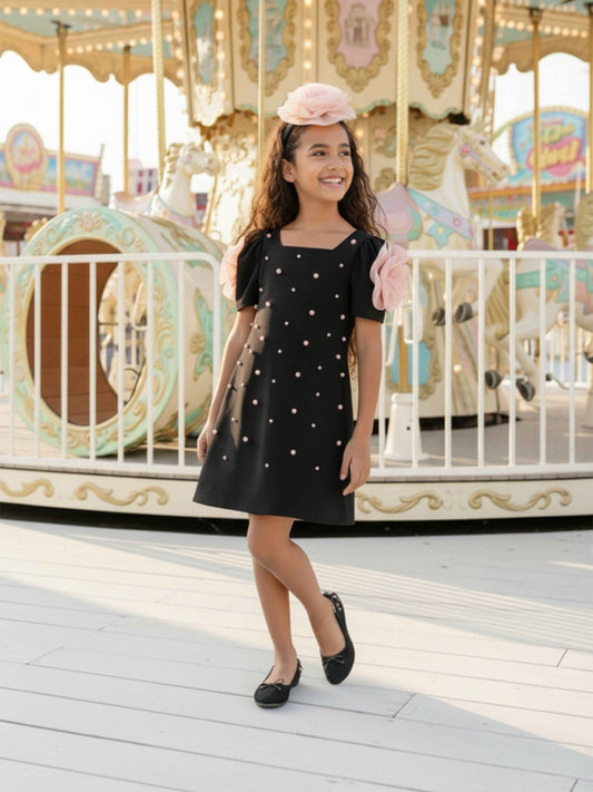 Dress & Fleur Girls Flower Occasion Dress in Black