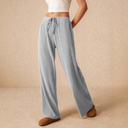 Women's Fashion Lace-up Straight Wide-leg Pants